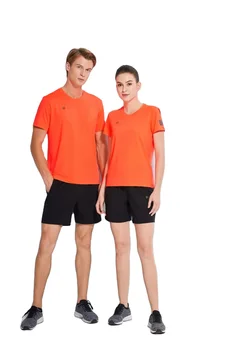 Aukštos kokybės kietas Quick Dry poliesteris Unisex Veikia T-Marškiniai, Sporto Drabužiai, marškiniai Fitneso sekti pavyzdžiu su šviesą atspindinčios juostelės