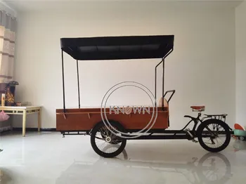 Aukštos kokybės Rankinio stabdžio kavos krovinių triratis dviratis gatvės maisto krepšelį, dviračių