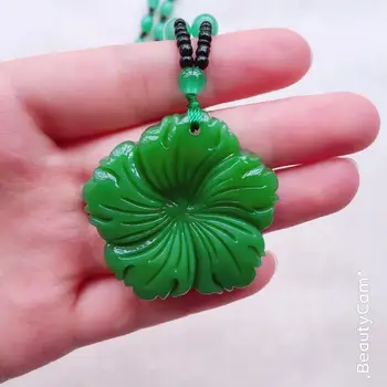 Aukštos Kokybės Unikalų Gamtos Green Jade Raižyti Buda Laimingas Amuletas Pakabukas Karoliai Moterys, Vyrai Myli Papuošalai Reiki Healing Kristalų