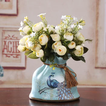 Aukštos modeliavimas gėlių žiedų Namų Dekoravimo Europos dekoratyvinės puošyba rose nustatyti mažas gyvenamasis kambarys