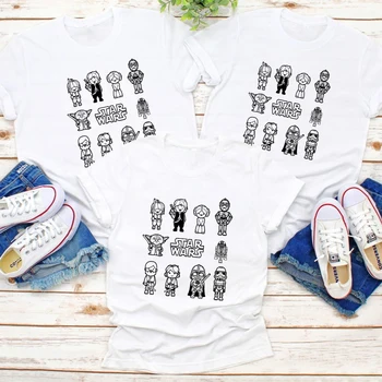 Aukščiausios Kokybės Marškinėliai Unisex Elastinga Pagrindinių Vaikų marškinėliai Atsitiktinis Viršūnes Trumpas Rankovės Star Wars marškinėliai Šeimos derinti Drabužius