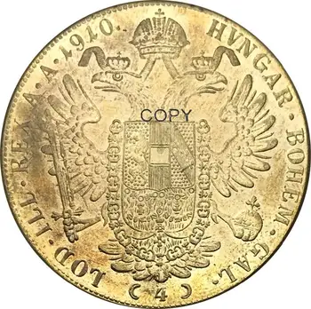 Austrijos 1910 Franz Joseph I Aukso moneta 4 Ducat Žalvario Metalo Kopija