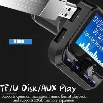 Automobilinis FM Siųstuvą, Bluetooth, MP3, Muzikos Grotuvas, Garso Imtuvas Dual USB KS 3.0 Įkroviklis, U Disko Reader 1.8 Colių Ekranas laisvų Rankų įranga