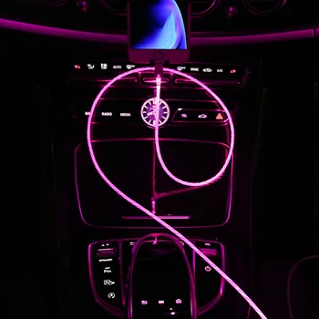 Automobilio LED Švyti Teka Duomenų USB kabelį, Tipas C/Micro Įkrovimo Kabelis Skirtas Chevrolet Cruze Orlando Lacetti Lova Malibu Volt 