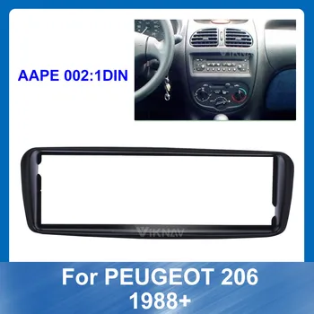 Automobilio Radijas Fasciją Įdiegti Brūkšnys Bezel Trim Kit Montavimo Rėmas Prietaisų skydelį Peugeot 206 1998+ DVD Rėmas SILVER BLACK 9 10 COLIŲ
