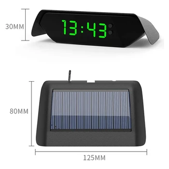 Automobilio Saulės Energija Varomas Laikrodis, 24 Valandų Didelio Tikslumo Elektroninės Žiūrėti Automatinis Šviesumo Reguliavimas Termometras