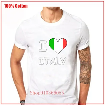 Aš Myliu Italija Širdies Vėliava 1 Marškinėliai vyriški pagal Užsakymą Atspausdintas T-Shirt Trumpas Rankovėmis Juoda Įgulos kaklo Tees Marškiniai, Valentino Diena dovana
