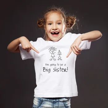 Aš Ruošiuosi Būti Didelis Sesuo Naujų 2020 m. Vasarą Bamblys Vaikus Mergina Trumpas Rankovėmis Tee Viršūnės Vaikai Mergina White T-shirt Drabužiai