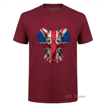 Baby Dramblys su Akiniais ir didžiosios Britanijos Vėliava Jungtinės Karalystės Vėliavos Vyrų 2019 Naujausią populiarumą jaunuolis T-Shirt