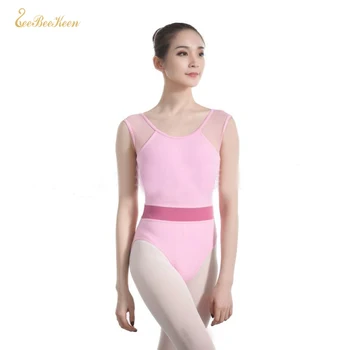 Baleto Leotard Suaugusiųjų Black/Pink Gimnastika Leotard Baleto Triko Moterims Trumpomis Rankovėmis Baleto Šokių Kostiumų, Šokių Drabužiai