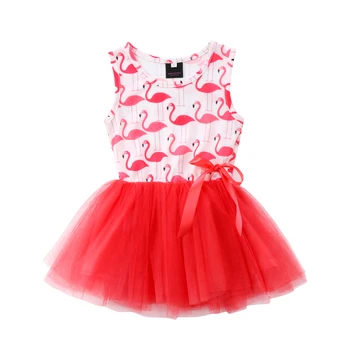 Bamblys Naujagimiams, Vaikams, Kūdikių Mergaitės Flamingo Rankovių Nėrinių Suknelė Drabužius Vasarą, Dydis 1-5T