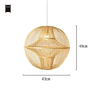 Bambuko Vytelių Pintais Kamuolys Pasaulyje Pavėsyje, Liustra, Šviestuvas, Kaimiškas Šalies Šiuolaikinės Kinų Hanglamp Kabinti Lubų Lempa E27 Lemputės