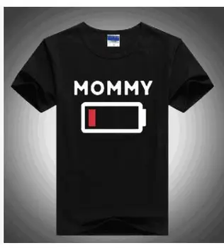 Baterijos Įkrovimo Vasaros Mamytė ir Man Šeimos Atitikimo Komplektus T Shirts Daddys Mergaitė, Mama, Tėvas, Dukra ir Sūnus derinti Drabužius
