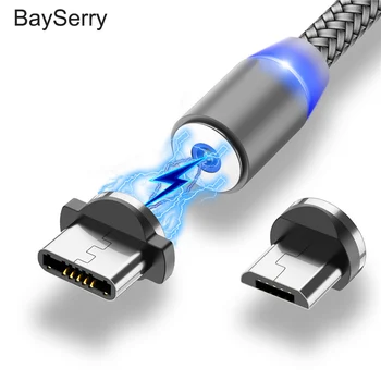 BaySerry Magnetinio Micro USB C Tipo Greito Įkrovimo Kabelis USB C Kabelio LED Magnetas Įkroviklis iPhone 11 XR 