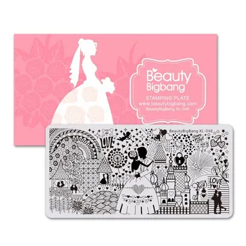 BeautyBigBang Nail Art Stamping Plokštės Meilės, Romantiškas Pilis Vestuvių Scena Nuotrauka iš Nerūdijančio Plieno Nail Art Stamping Plokštės XL-048