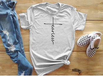 Bebaimis laiškas spausdinti kryžiaus marškinėliai tikėjimo marškinėliai Moterų Mados Drabužių tees viršūnes Moterų marškinėlius (t-shirt