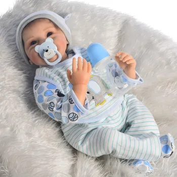 Bebe atgimsta berniukas naujagimiui nekilnojamojo lėlės gyvas 22inch silikono reborn baby lėlės, žaislai, kalėdų dovana vaikui