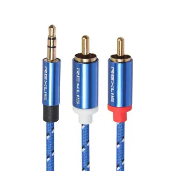 BEESCLOVER 1 vnt 0,5 m 1m 1,8 m 3m 3.5 mm 2RCA Male AUX Papildomas Stereo Garso Kabelis Splitter Cable
