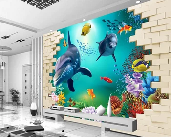 Beibehang 3D, povandeninis gyvūnų asmenybės mados dekoratyvinis dažymas šilko audinio papel de parede 3d tapetai, sofa-lova, tv foną
