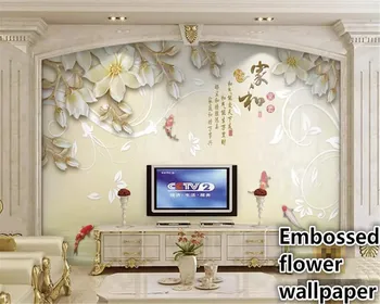 Beibehang namų interjero Užsakymą freskos sienų lipdukai namų ir turtingas magnolija pobūdis įspaudų TV foną už sienos 3 d