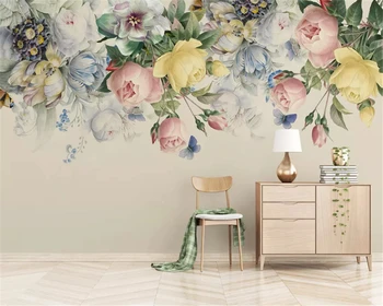 Beibehang Pasirinktinis dydis storio šilkiniai 3d tapetai ranka-dažytos vintage rose TV fone de papel parede sienos dokumentų namų dekoro