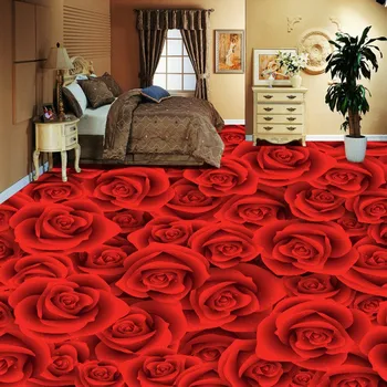 Beibehang užsakymą 3D grindys pritvirtintos prie aukštos raiškos rožė svetainė, miegamasis vandeniui slysti sutirštės, plytelės, dažymas