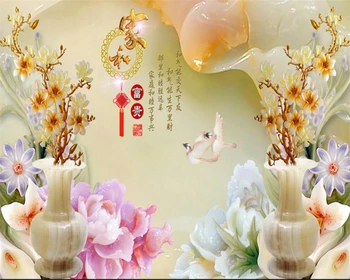 Beibehang Užsakymą didelis jade vaza magnolija foto tapetai, freskos 3D kambarį tapetų sienos, 3 d papel de parede
