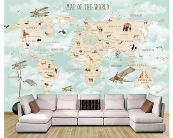 Beibehang Užsakymą mados trimatis modernus asmenybės šilko audinio papel de parede tapetai paprasta pasaulyje fono žemėlapis