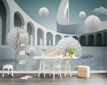 Beibehang Užsakymą tapetai 3D freskomis upscale Europos 3d stereo kamuolys Europos architektūros erdvė, svetainė, TV foną