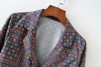 Bella Filosofija 2018 m. rudens derliaus geometrinis spausdinimo kimono rankovėmis palaidinė moterims mygtukai atsitiktinis slim blusas retro femininas viršų