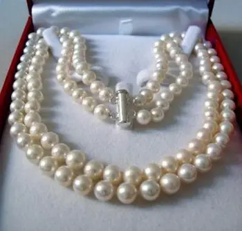 Bižuterijos Gražus, 8-9mm balta perlų vėrinį