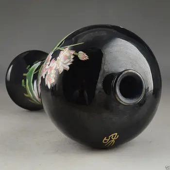 Black & Elegancija Porceliano Kinija Senas, Rankų Tapybos Lotus Atmosfera Didelis Vaza