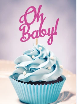 Blizgučiai OH BABY! cupcake Rėžtuvės baby shower gimtadienio tortas, papuošimai, maisto atsargų kirtikliai