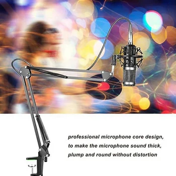 BM800 Profesionalus Pakabos Mikrofono Rinkinį Studio Live Stream Transliavimo Įrašymas Kondensatoriaus Mikrofonas(Sidabrinė)