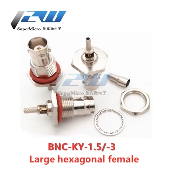 BNC-KY-1.5 / BNC-KY-3 didelis šešiakampis RF RF, coaxial) jungtis 50 omų K9 moterų sidabro padengtą vielos