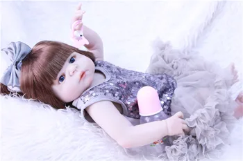 Boneca Bebe Atgimsta mergina Lėlės 55cm Full Body Silikono Lėlės Kūdikio Vertus-implantuoti plaukų kūdikių žaislai mergina žaisti namuose žaislą dovanų