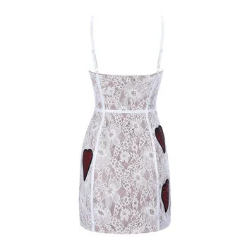 Bqueen 2019 Nėriniai Siuvinėjimo Suknelė Spageti Dirželis Balta Nėrinių Širdies Spausdinti Slim Suknelė Vasaros Šalis Vestidos