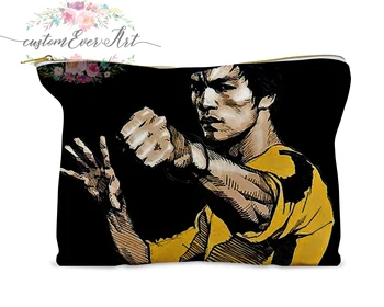 Bruce Lee kosmetikos krepšys asmeninį mažas makiažas maišelį juokinga makiažas organizatorius, tualetinių reikmenų krepšys užtrauktukas maišelis