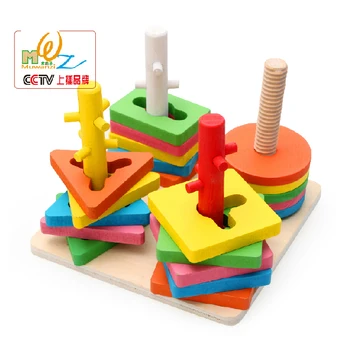Candice guo! Montessori ugdymo medinis žaislas žaidimas keturių columm ramstis atitikimo spalvotų formos blokus, vaikams, vaikams, dovanų 1pc