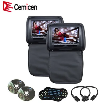 Cemicen 2VNT 9 Colių Automobilinis Pagalvėlės DVD Grotuvas, Ekranas Skaitmeninis Ekranas su USB/SD/IR/FM Siųstuvas/Garsiakalbis/Nuotolinio Valdymo Žaidimas