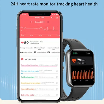 CHYCET 2021 Smart Watch Vyrų 1.7 Colių IP68 Vandeniui jutiklinių Laikrodis Širdies ritmo Monitorius Sporto Smartwatch Moterims Skirta 