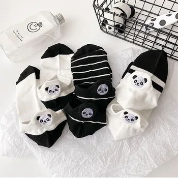 [COSPLACOOL]Harajuku Siuvinėjimo Panda Juokingas Kojines Moterims Kawaii Dizaino Įgulos Mielas Kojinės Medvilnės, Rankų darbo Calcetines Mujer Sokken