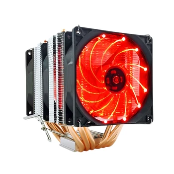 CPU Aušintuvo Aušinimo Ventiliatorius AMD 1155 1366 Bendrojo 6 Šilumos Vamzdžio CPU Ventiliatorius Temperatūros Kontrolės 3-Pin Trys Vėjo Streamer Raudona