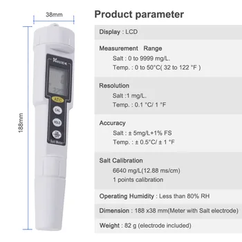CT-3081 Vandeniui Pocket Pen, Skaitmeninio Tipo Salinometer Vandens Kokybės Bandymų prietaiso Tikslumo Tirpalo Koncentracijos Matuoklis
