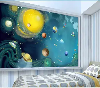 Custom 3d foto tapetai, freskos ranka-dažytos erdvės visatos 3d vaizdo vaikų kambario fone sienos neaustinių tapetai sienos 3d