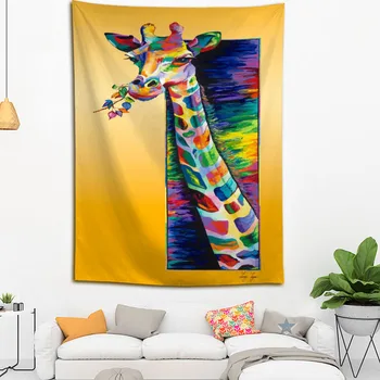 Custom Aukštos Kokybės Žirafa Kabinti Gobelenas Namuose Šalis Dekoro Gobelenai Nuotrauka Fone Audinio Staltiesė Sienos Gobelenas