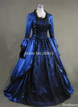 Custom Blue Gotikos Viktorijos Suknelę 18-ojo Amžiaus Suknelė pilietinio Karo Suknelė, Kostiumas Moterims