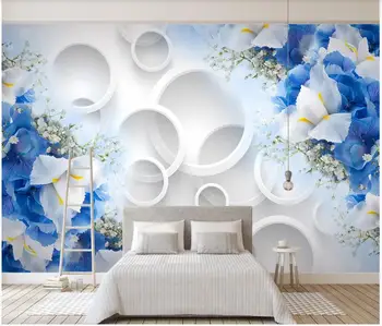 Custom foto tapetai, 3d sienų tapetai sienos 3d Graži svajonė ratas mėlyna gėlė freskos 3D TV wall dokumentai namų dekoro