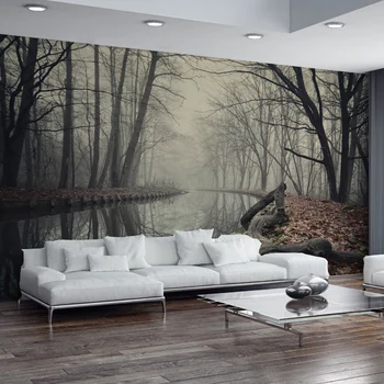 Custom foto tapetai miško upės kraštovaizdžio tapetai, freskos rudenį tapetai kambarį viešbutyje freskos