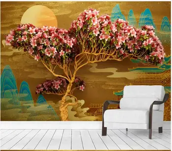 Custom foto tapetai, sienų ir 3 d freskomis tapetai, 3D gėlė, medis freskos kraštovaizdžio fone sienos dokumentų namų dekoro